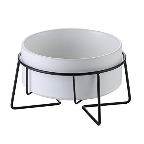 CHIDOO Ceramic Raised Cat Bowl Elevated Dog Bowl Pet Bowl Cat Food Dish Dog Water Bowl Dog Dish -Single Large White- CHIDOO Ceramic Raised Cat Bowl Elevated Dog Bowl Pet Bowl Cat Food Dish Dog Water Bowl Dog Dish -Single Large White-
