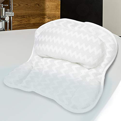 Bath Pillow for Tub Spa Pillow Bath tub Pillow Headrest with Neck Shoulder Back Support 3D Air Mesh Bath Accessories Ergonomic Bathtub Cushion 6 Strong Suction Cups