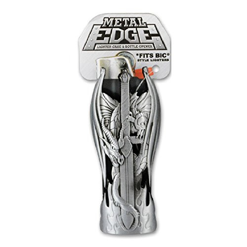 Metal Lighter Case for BIC Lighters Lighter Protector and Bottle Opener - Dragon Design