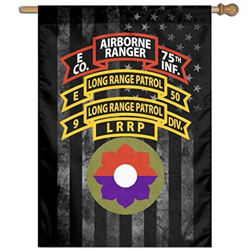 Army E Company -Ranger- 75th Infantry -Airborne- 9th Infantry Division Home Banner Flags Springtime 12"x18" Decorative Garden Flag