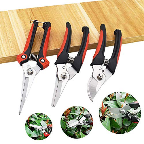 Jhua Garden Pruning Shears 3PCS Bypass Pruning Shears Heavy Duty Stainless Steel Blades Sharp Garden Clippers Small Hand Pruners Shears Set for Gardening Professional Pruner Shears for Men Women