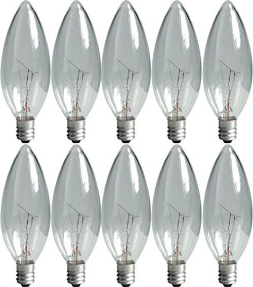 GE Crystal Clear Blunt Tip Decorative Light Bulbs -25 Watt- 160 Lumen Candelabra Light Bulb Base 10-Pack Chandelier Light Bulbs