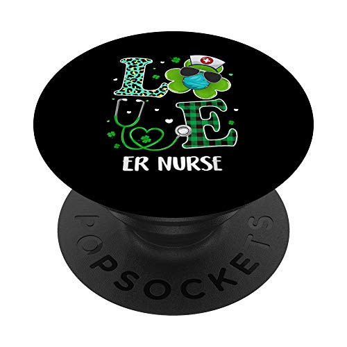 Irish Nurse Shamrock Stethoscope St Patrick's Day 2021 PopSockets PopGrip- Swappable Grip for Phones  and  Tablets