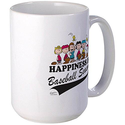 CafePress Peanuts Mug 15oz Coffee Mug - Microwave and Dishwasher Safe - The Peanuts Gang Baseball Large White