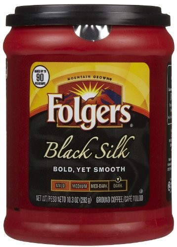 Folgers Ground Coffee, Black Silk, Dark 10.3 Oz