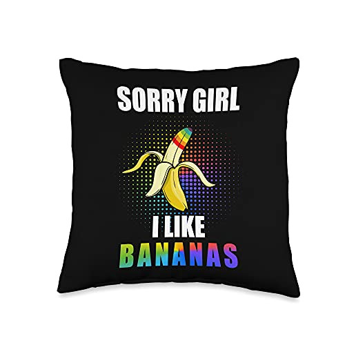 Gay Designs Proud Ally LGBT-Q Gifts I Like Bananas LGBT-Q Pride Gay Proud Ally Rainbow Flag Throw Pillow 16x16 Multicolor
