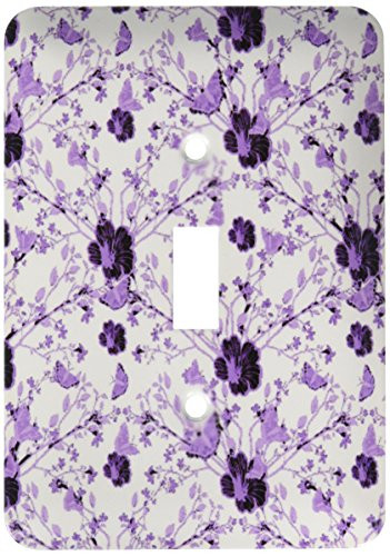 3dRose lsp_65442_1 Purple Flowers And Butterflies Single Toggle Switch