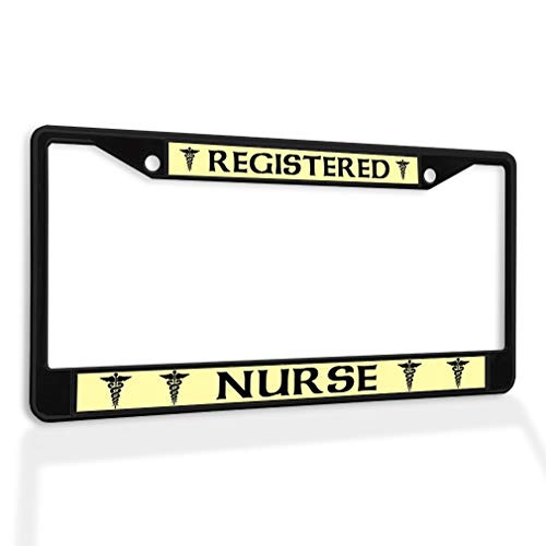 Fastasticdeals Metal Insert License Plate Frame Registered Nurse Rn E Weatherproof Car Accessories Black 2 Holes Solid Insert
