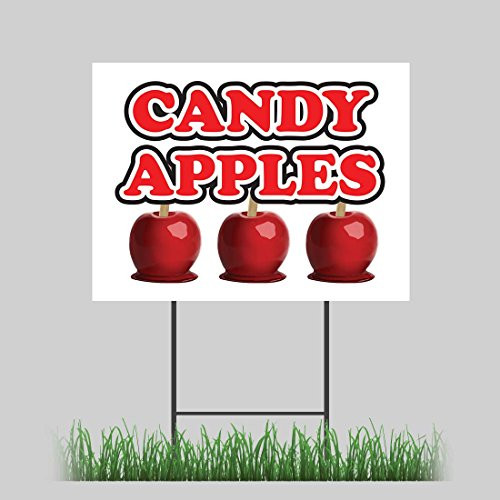 18"x24" Candy Apples Yard Sign On A Stick Candy Fruit Sweet Concession Stand
