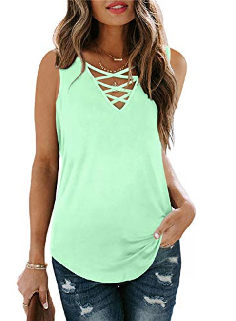Summer Tank Tops for Women Sexy V Neck Tshirts Casual Loose Fitting Tank Tops XL