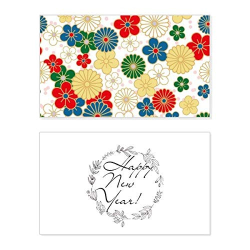 Flowers Ukiyo-e Repeat Japan New Year Festival Greeting Card Bless Message Present