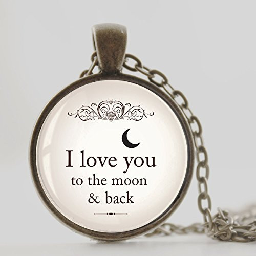 I love you to moon and back necklace Antique Bronze finish with 18 " Cable chain.