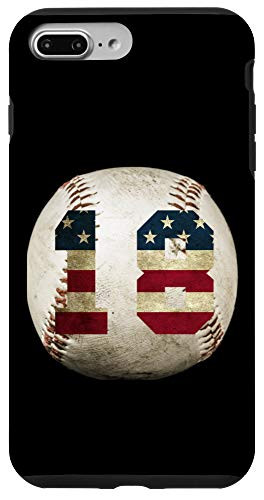 iPhone 7 Plus-8 Plus Baseball number 18 with American USA flag Case