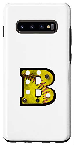 Galaxy S10 plus Softball Vintage Player Letter Initial-B Monogram Marquee-B Case