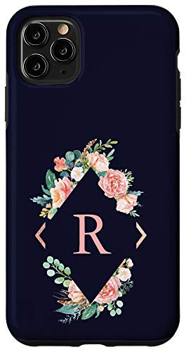 iPhone 11 Pro Max Monogram Initial Letter R Watercolor Floral Flowers Phone Case