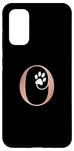 Galaxy S20 Letter O rose pink white cat dog paw monogram initial O Case