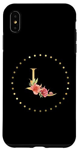 iPhone XS Max Modern Monogram Initial Letter L Floral Flower Pattern Case