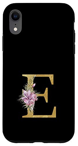 iPhone XR Vintage Watercolor Flowers Initial Letter E Monogram Cute Case