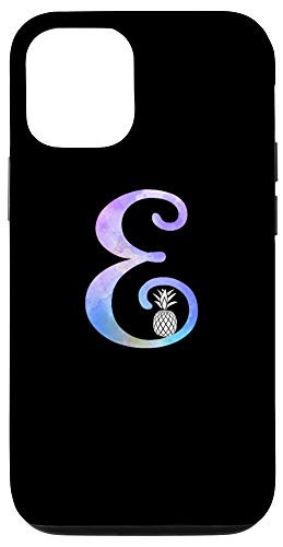 iPhone 12-12 Pro Letter E watercolor pineapple monogram initial E Case