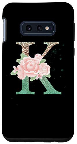 Galaxy S10e Modern Monogram Initial Letter K Peony Floral Pattern Design Case