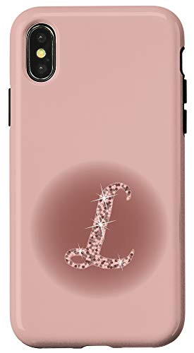 iPhone X-XS Initial L Script Letter Rose Pink and Mauve Case