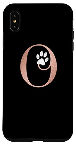 iPhone XS Max Letter O rose pink white cat dog paw monogram initial O Case