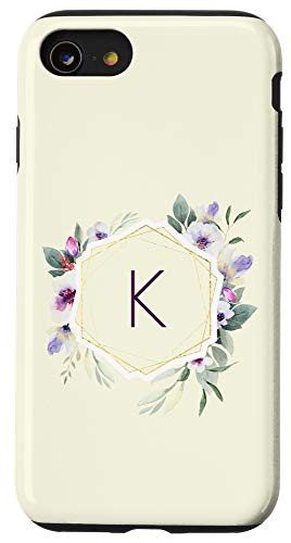 iPhone SE -2020- - 7 - 8 Floral Monogram Initial Letter K Watercolor Personalized Case