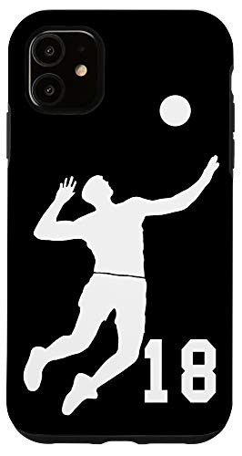 iPhone 11 18 Number 18 Volleyball player black background Case