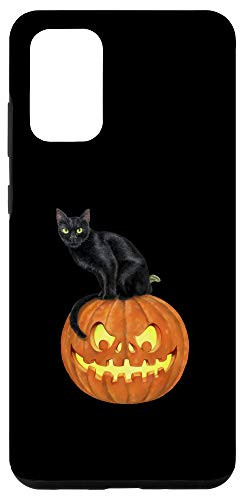 Galaxy S20 plus Black Cat Jack-O'-Lantern Pumpkin Design Spooky Halloween Case