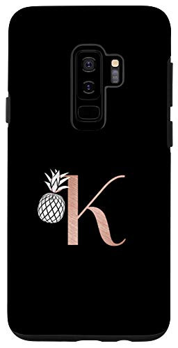 Galaxy S9 plus Letter K rose pink monogram phone case pineapple initial K Case