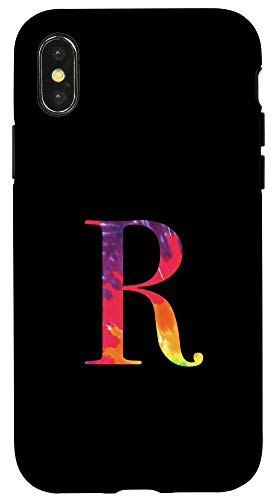 iPhone X-XS Tie Dye Pattern Monogram Letter R Name Initial Case