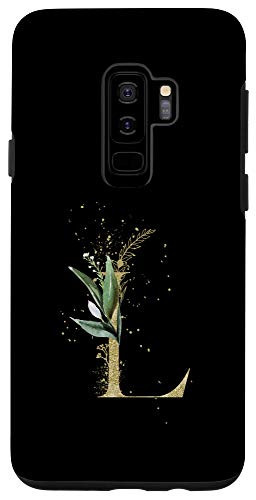 Galaxy S9 plus Modern Monogram Initial Letter L Floral Greenery Pattern Case