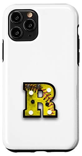 iPhone 11 Pro Softball Vintage Player Letter Initial-R Monogram Marquee-R Case