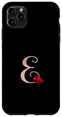 iPhone 11 Pro Max Letter E rose pink monogram phone case initial E black Case