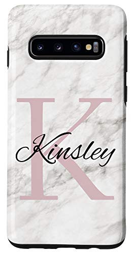 Galaxy S10 Kinsley Pink Monogram Letter K Girls Personalized Name Case