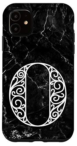 iPhone 11 First Last Name Initial Letter O on White Black Design Case