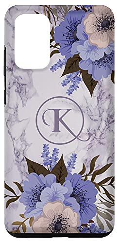 Galaxy S20 plus Letter K Initial Monogram Flowers Floral Marble-Print Gift Case