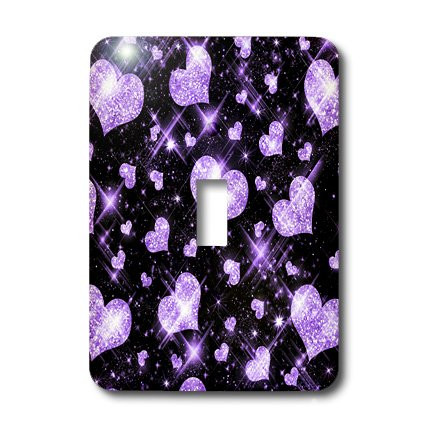 3dRose lsp_41086_1 Glitter Hearts Purple Single Toggle Switch