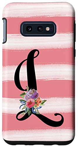 Galaxy S10e Letter L Roses Monogram Coral And White Watercolor Case