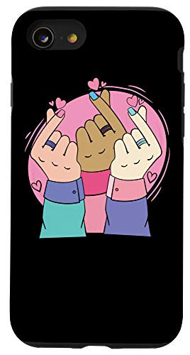 iPhone SE -2020- - 7 - 8 Korean Finger Heart Sign Manhwa Kawaii K Pop Star Love Case