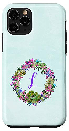 iPhone 11 Pro Mint Pink Cactus Phone Case Initial LFloral Cactus Green Case