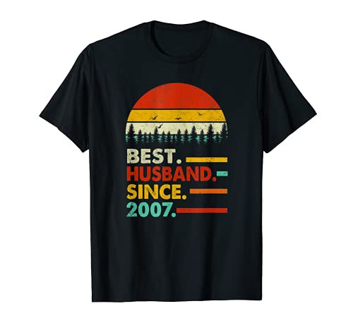 Mens 14 Year Wedding Anniversary Gift Him Best Husband Since 2007 T-Shirt