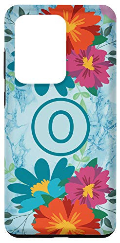 Galaxy S20 Ultra Letter O Initial Monogram Flowers Floral Marble-Print Gift Case