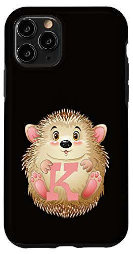 iPhone 11 Pro Initial K Hedgehog Letter Monogram Pink Case