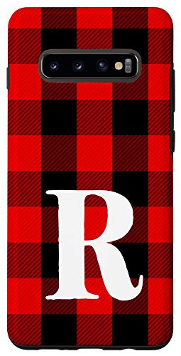Galaxy S10 plus Buffalo Plaid Personalized Monogram Initial Letter "R" Case