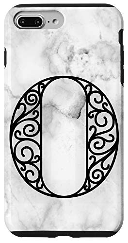 iPhone 7 Plus-8 Plus First Last Name Initial Letter O on White Black Design Case