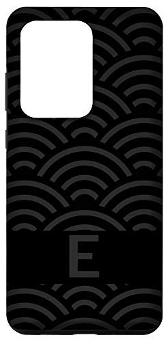 Galaxy S20 Ultra Black and Gray Letter E Monogram Seigaiha Wave Pattern Case