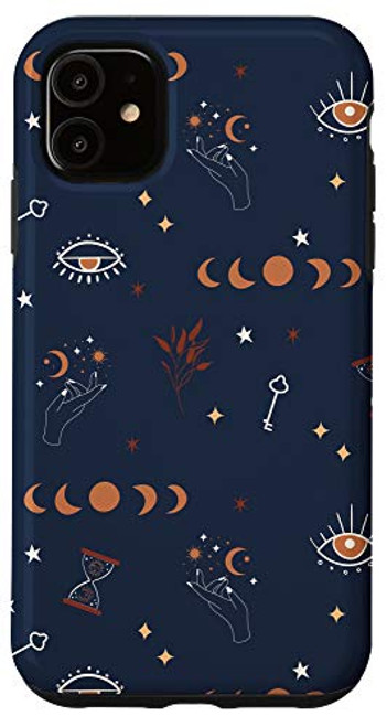 iPhone 11 Magic moon celestial evil eye navy blue tarot Case