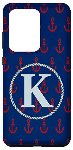 Galaxy S20 Ultra Name Initial Letter K Monogram Red Anchor Graphic Pattern Case