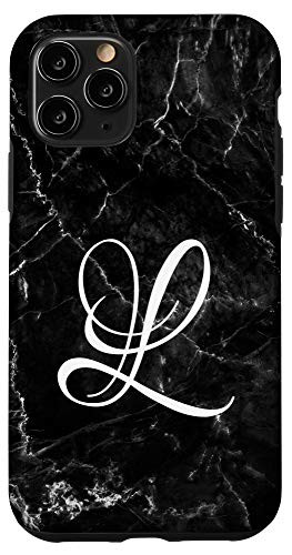 iPhone 11 Pro First Last Name Initial Letter L on White Black Design Case